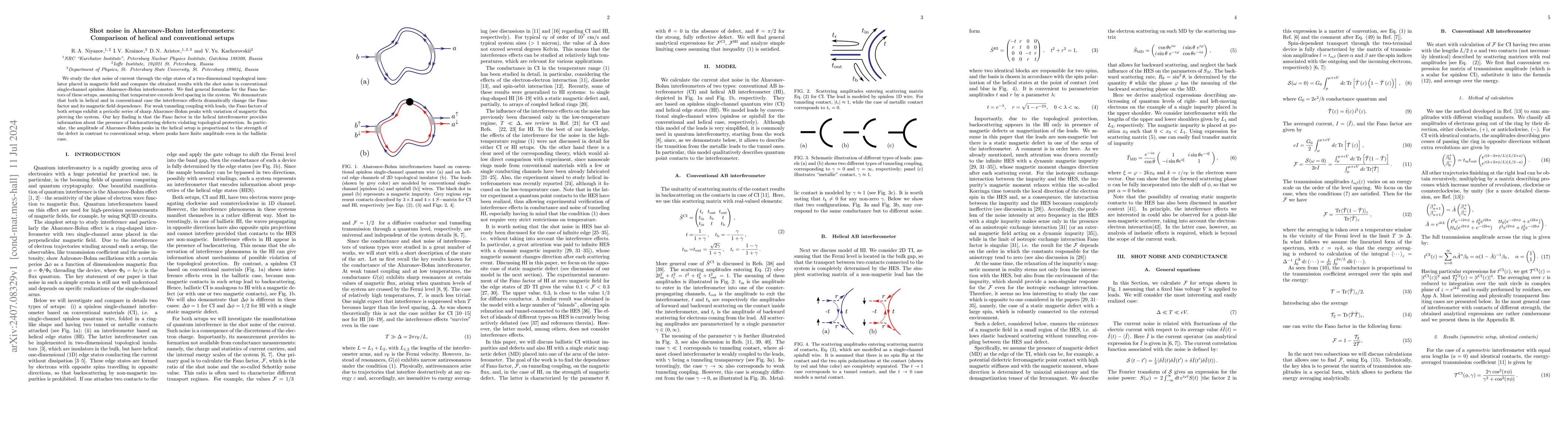 Thumbnail for Shot noise in Aharonov-Bohm interferometers: Comparison of helical and
  conventional setups