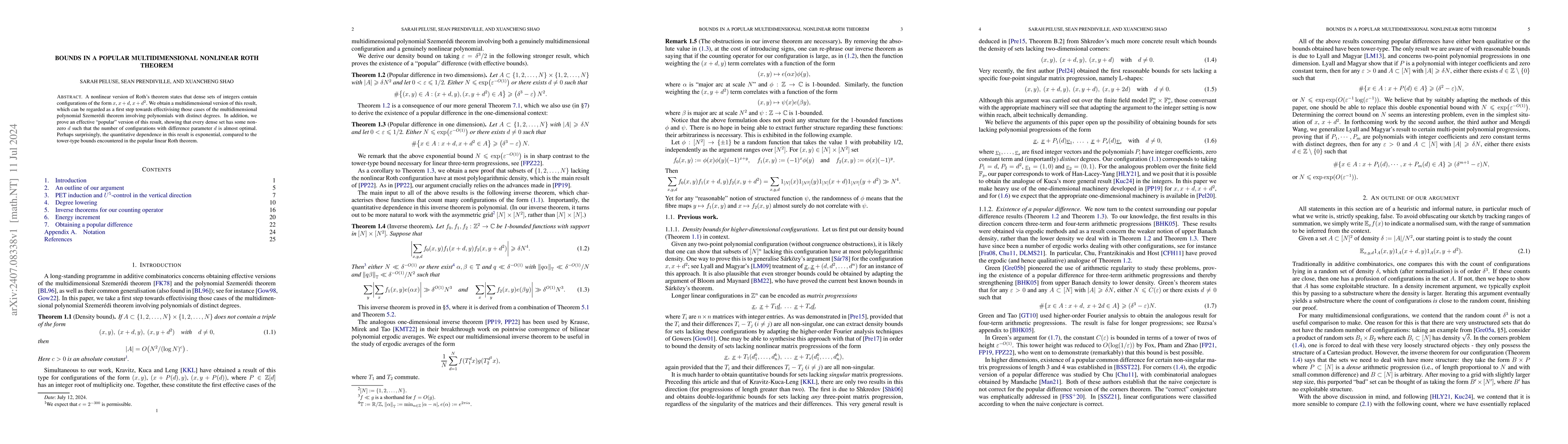 Thumbnail for Bounds in a popular multidimensional nonlinear Roth theorem