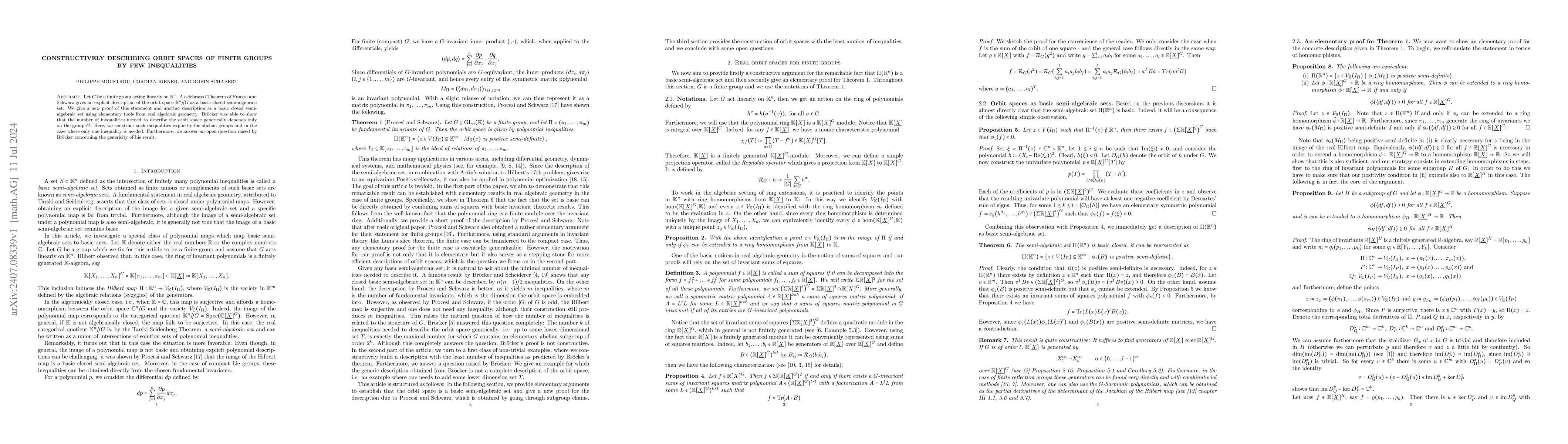Thumbnail for Constructively describing orbit spaces of finite groups by few
  inequalities