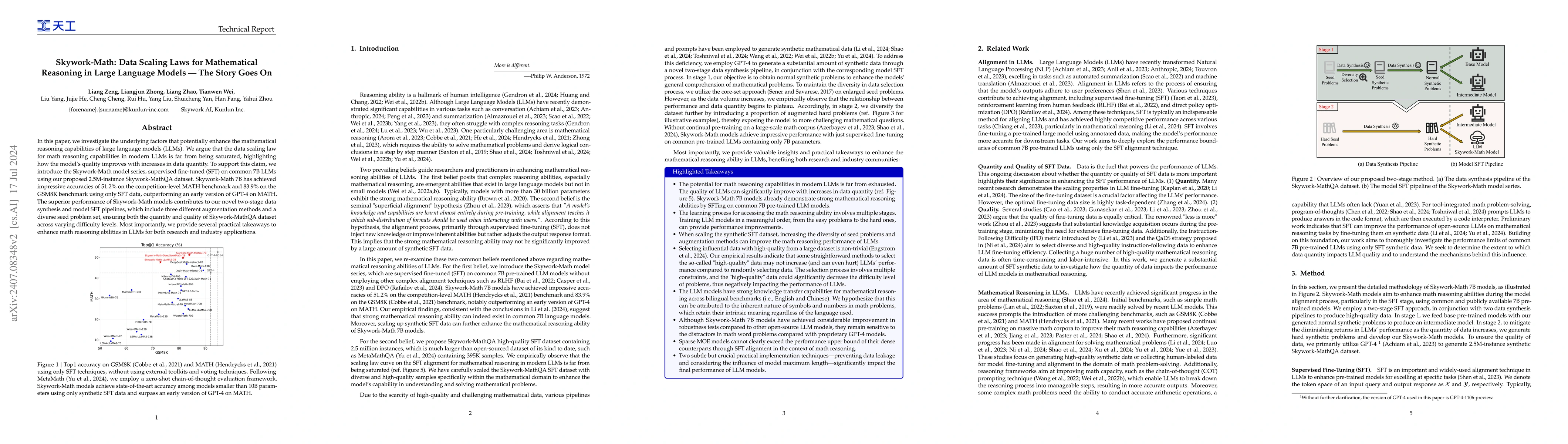 Thumbnail for Skywork-Math: Data Scaling Laws for Mathematical Reasoning in Large
  Language Models -- The Story Goes On