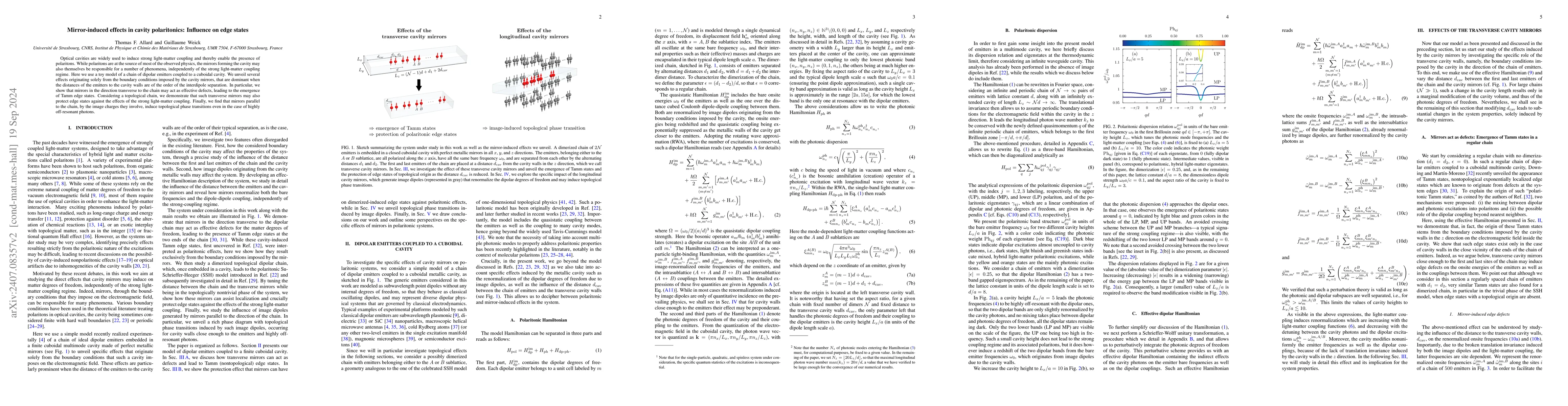 Thumbnail for Mirror-induced effects in cavity polaritonics: Influence on edge states