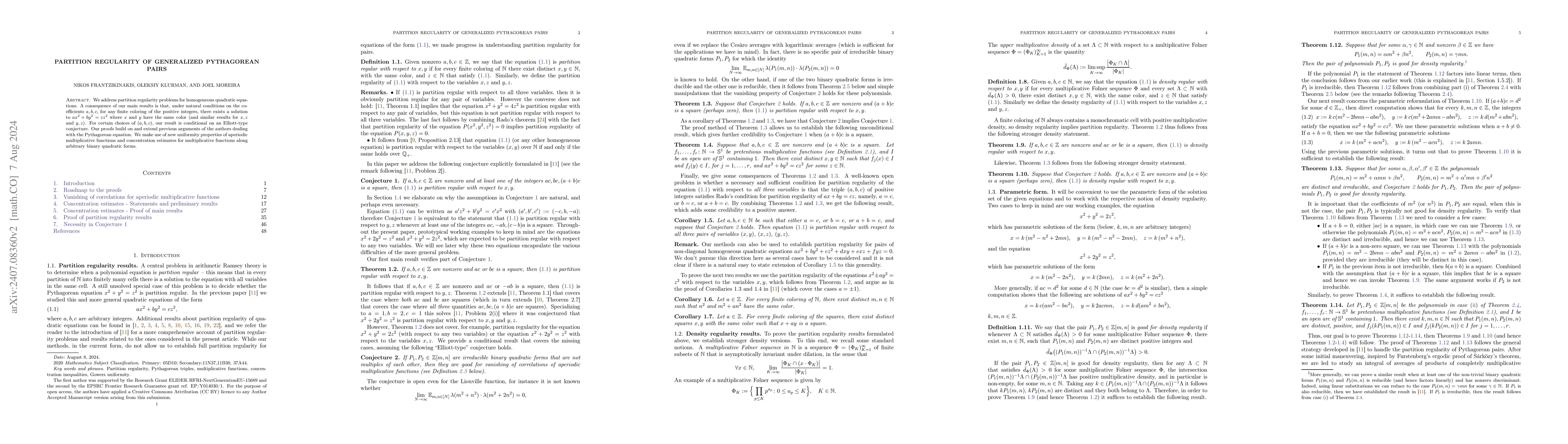 Thumbnail for Partition regularity of generalized Pythagorean pairs