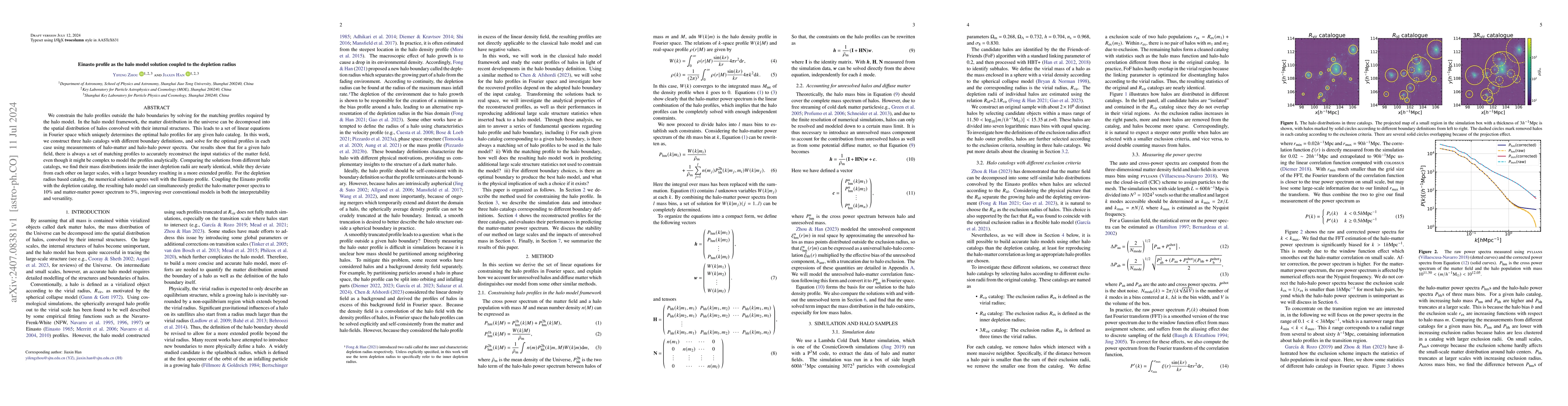 Thumbnail for Einasto profile as the halo model solution coupled to the depletion
  radius