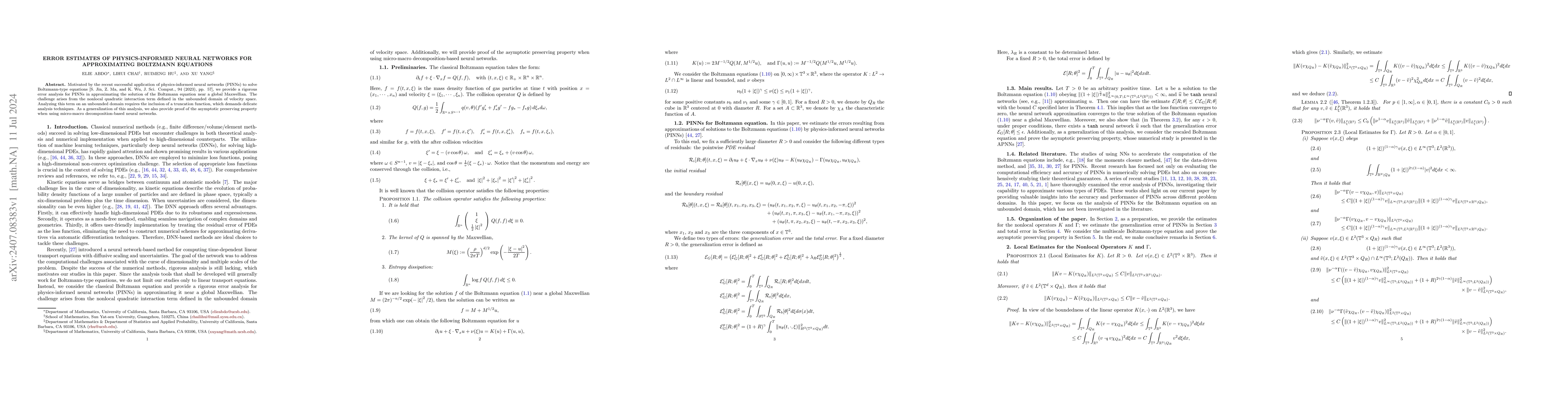 Thumbnail for Error estimates of physics-informed neural networks for approximating
  Boltzmann equation