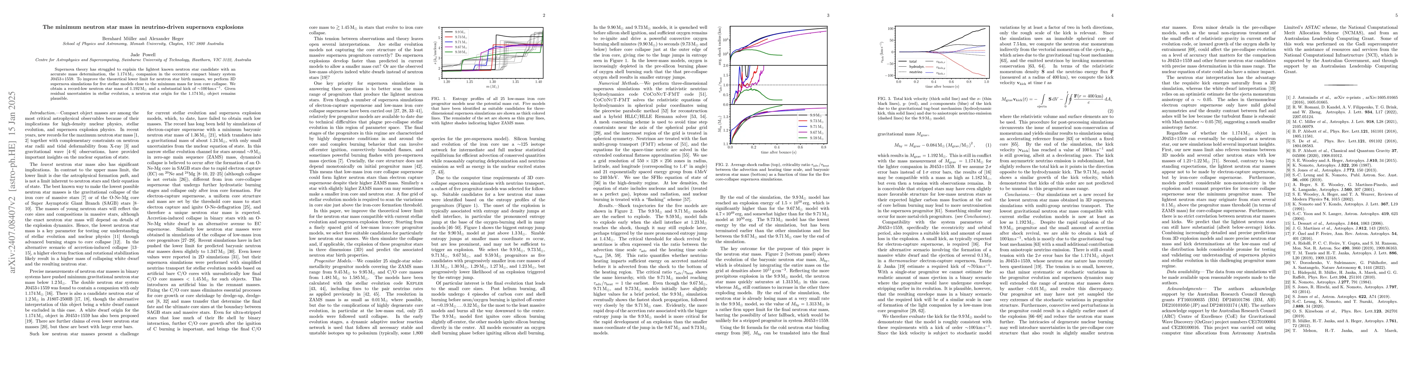 Thumbnail for The minimum neutron star mass in neutrino-driven supernova explosions