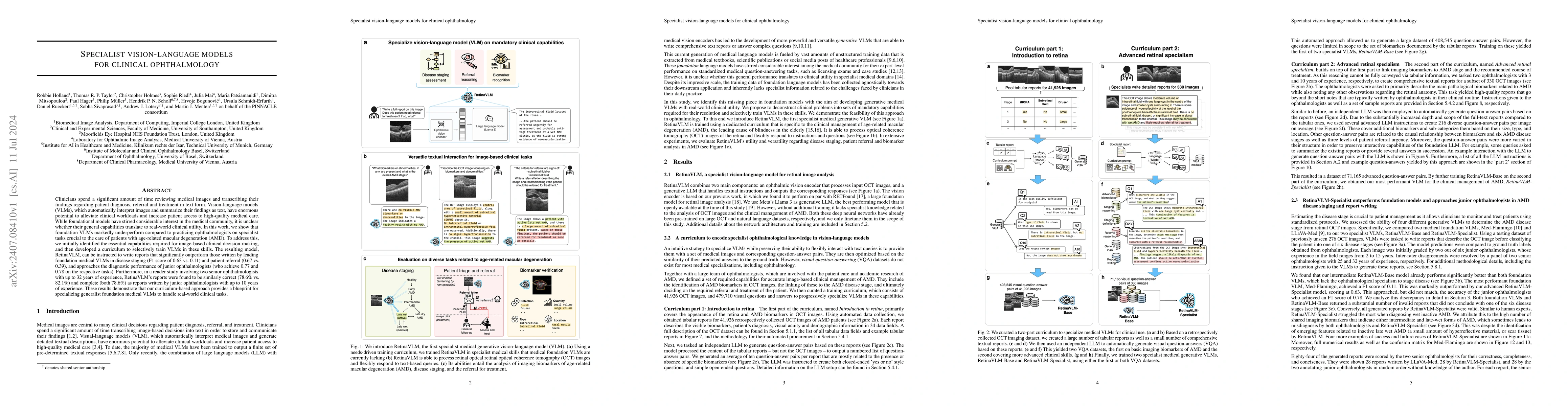 Thumbnail for Specialist vision-language models for clinical ophthalmology