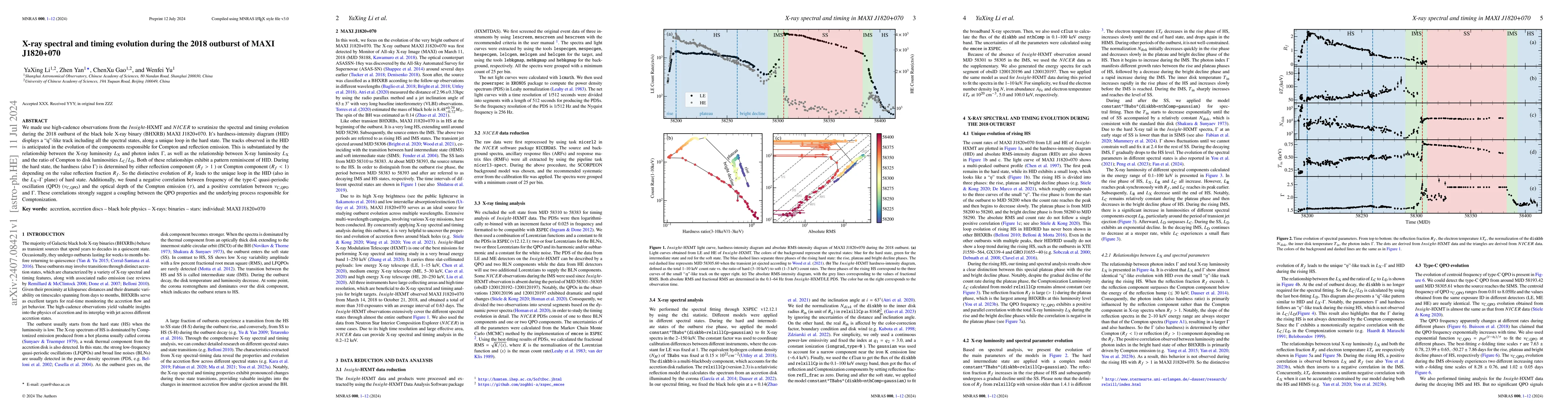 Thumbnail for X-ray spectral and timing evolution during the 2018 outburst of MAXI
  J1820+070