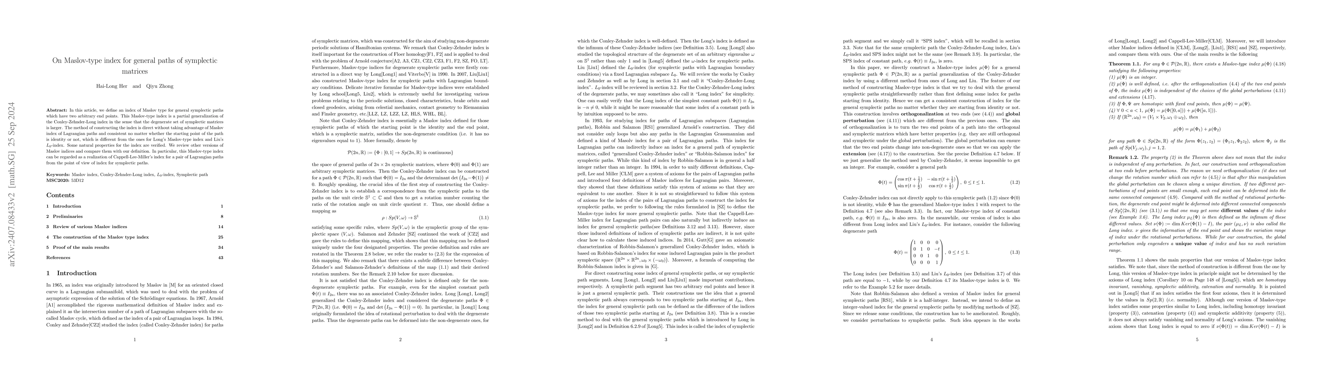 Thumbnail for On Maslov-type index for general paths of symplectic matrices