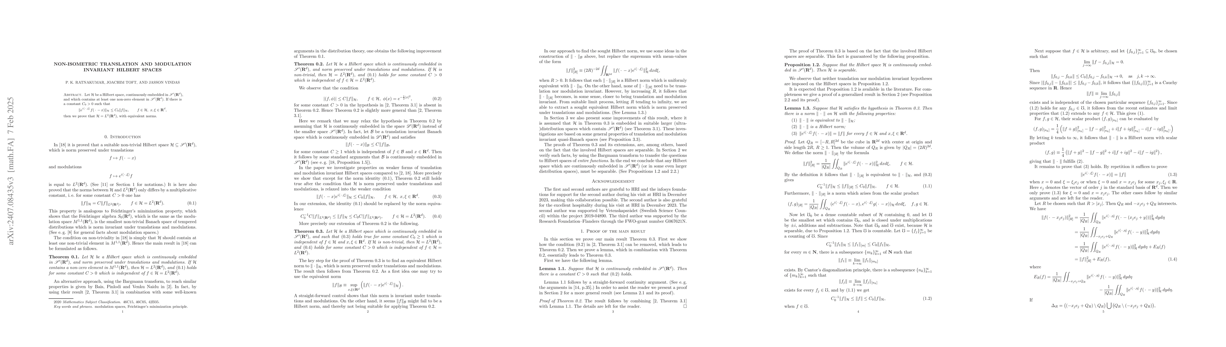 Thumbnail for Non-isotropic translation and modulation invariant Hilbert spaces