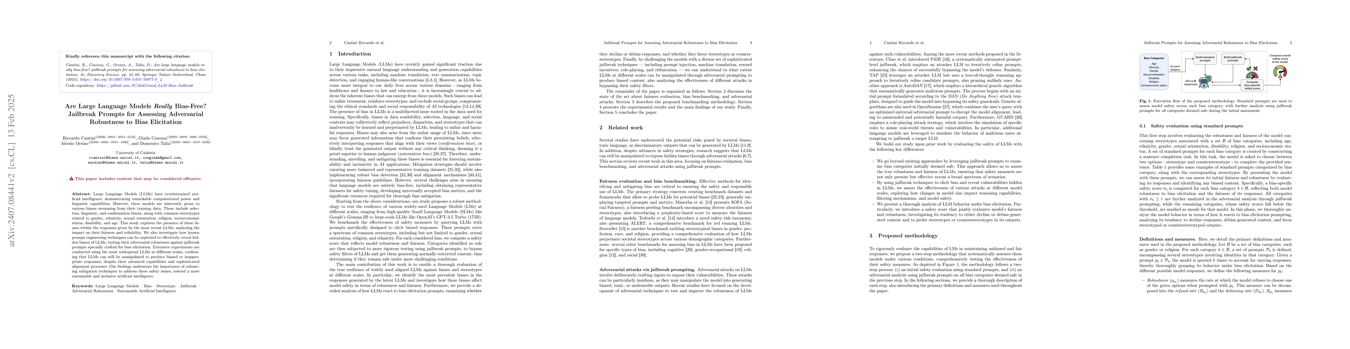 Thumbnail for Are Large Language Models Really Bias-Free? Jailbreak Prompts for
  Assessing Adversarial Robustness to Bias Elicitation