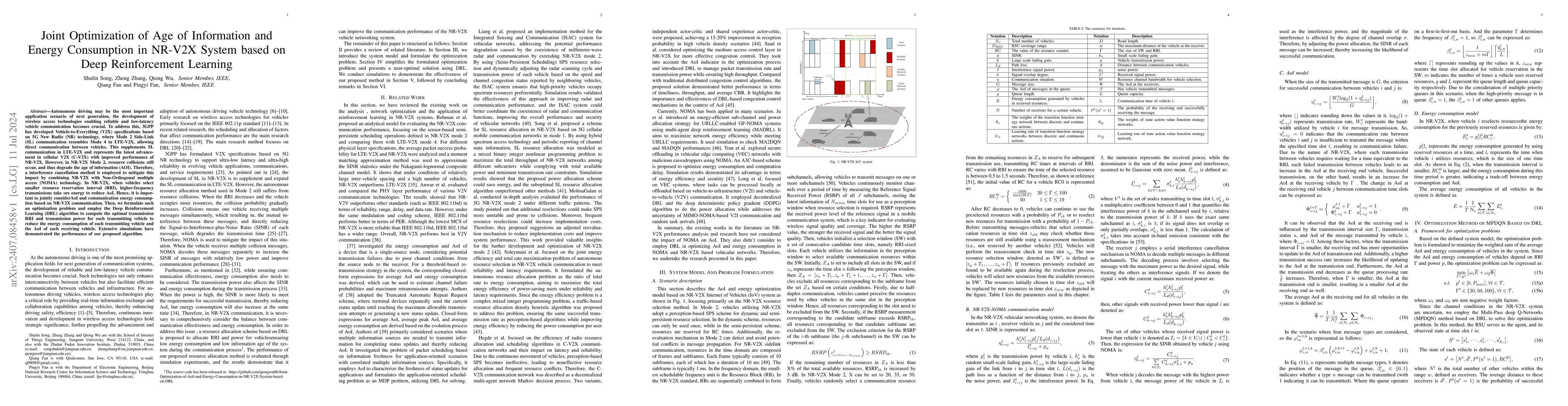 Thumbnail for Joint Optimization of Age of Information and Energy Consumption in
  NR-V2X System based on Deep Reinforcement Learning