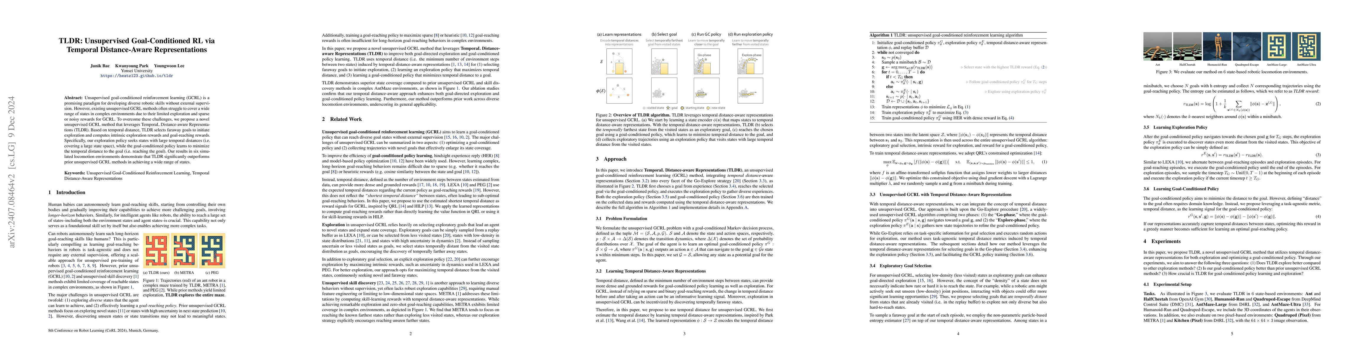 Thumbnail for TLDR: Unsupervised Goal-Conditioned RL via Temporal Distance-Aware
  Representations