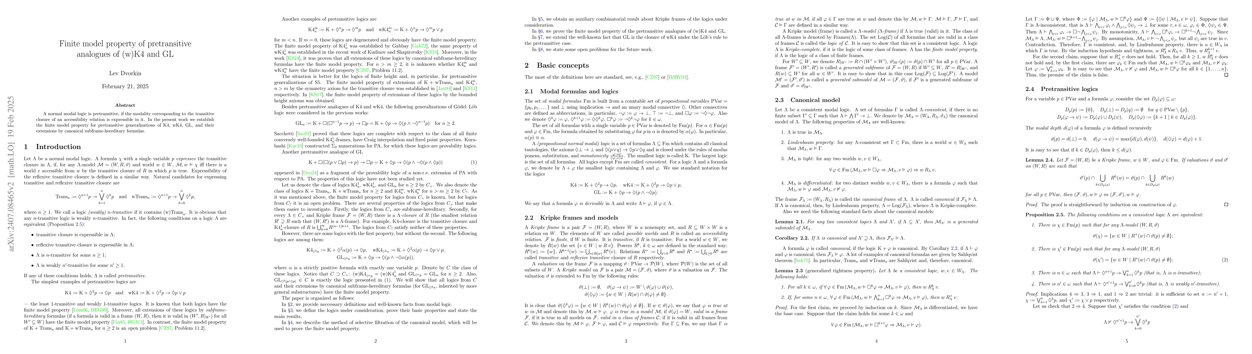 Thumbnail for Finite model property of pretransitive analogues of (w)K4 and GL