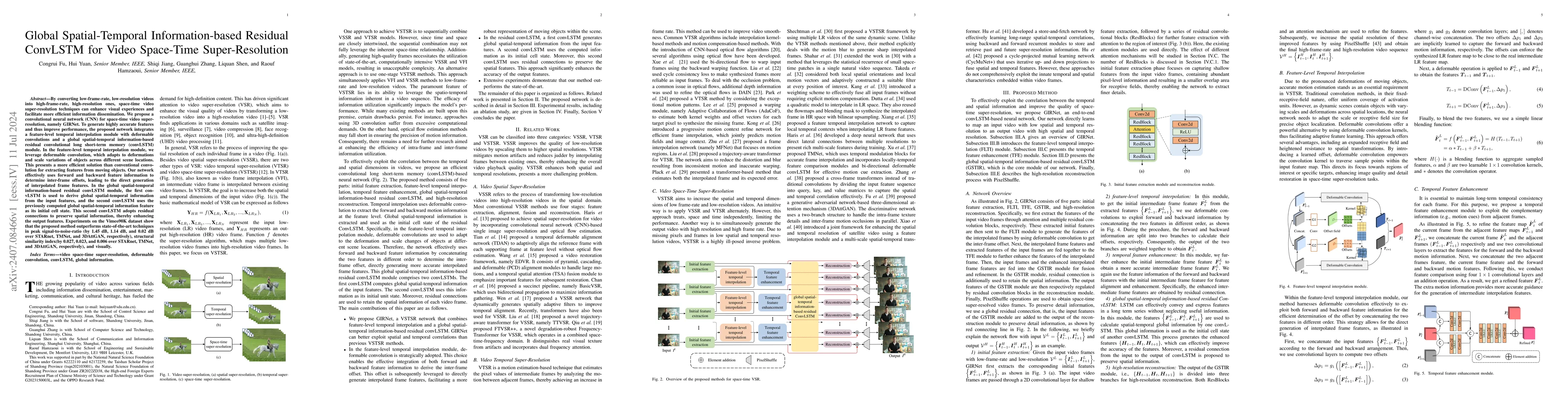 Thumbnail for Global Spatial-Temporal Information-based Residual ConvLSTM for Video
  Space-Time Super-Resolution