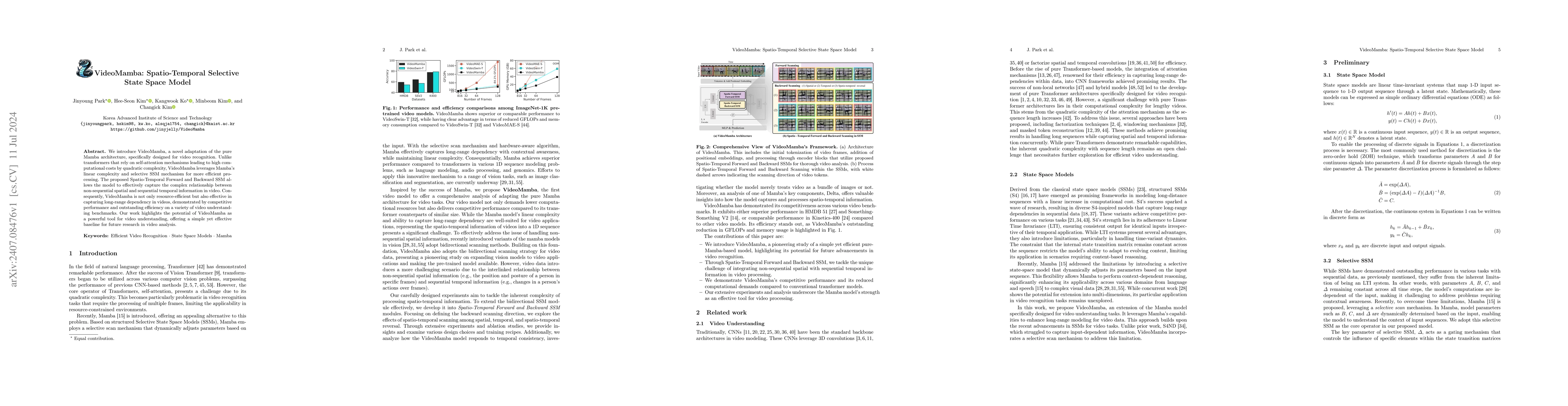 Thumbnail for VideoMamba: Spatio-Temporal Selective State Space Model