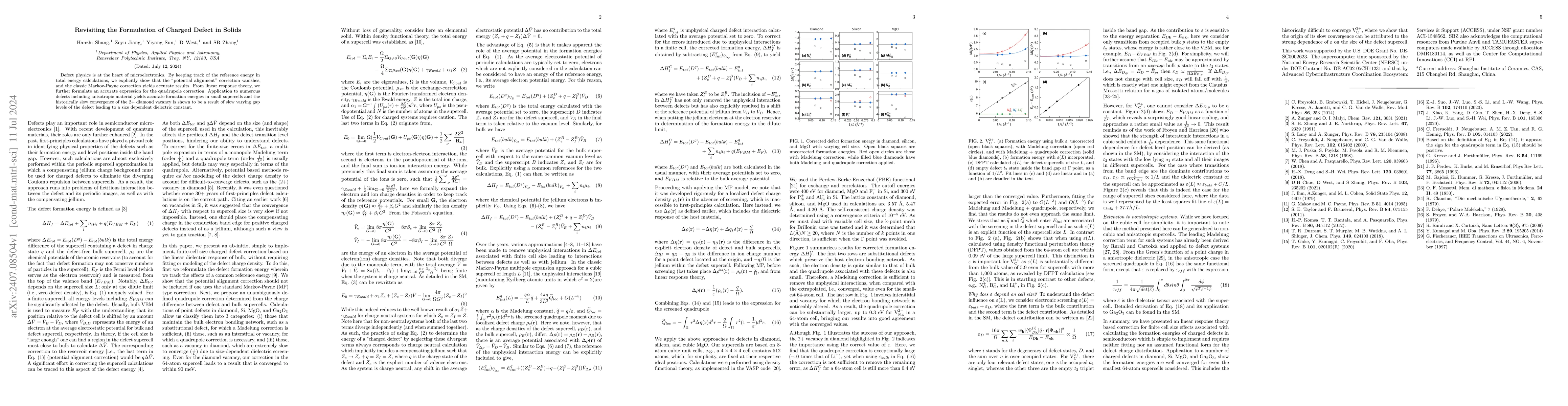 Thumbnail for Revisiting the Formulation of Charged Defect in Solids
