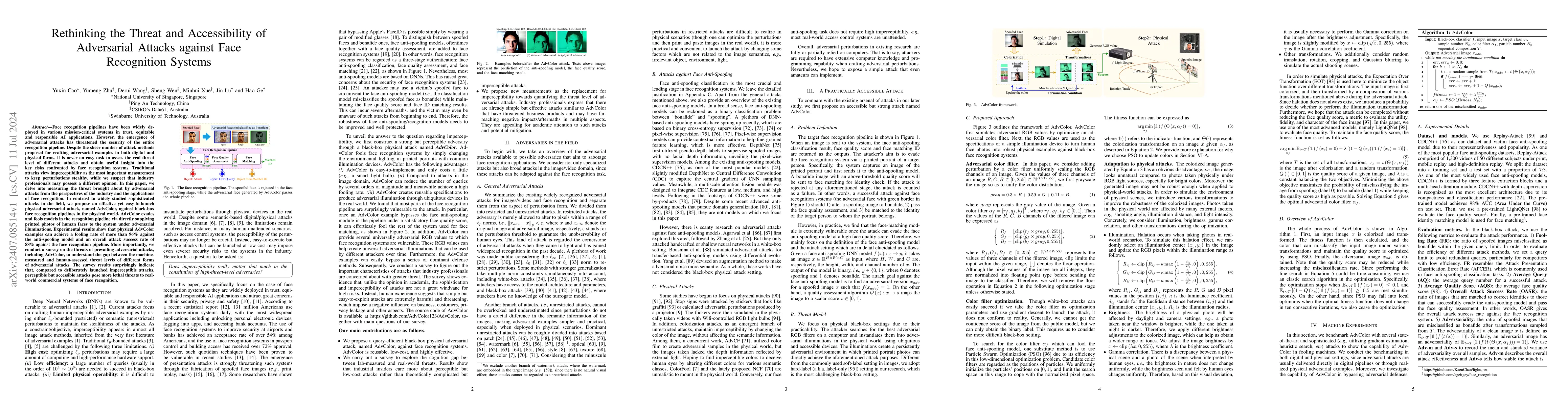 Thumbnail for Rethinking the Threat and Accessibility of Adversarial Attacks against
  Face Recognition Systems