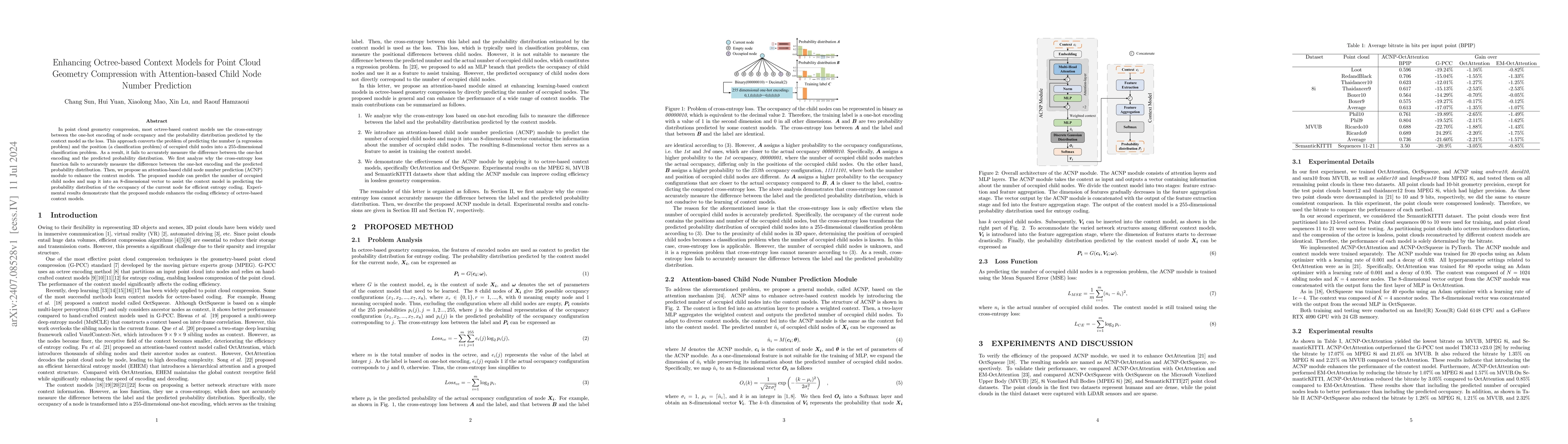 Thumbnail for Enhancing octree-based context models for point cloud geometry
  compression with attention-based child node number prediction