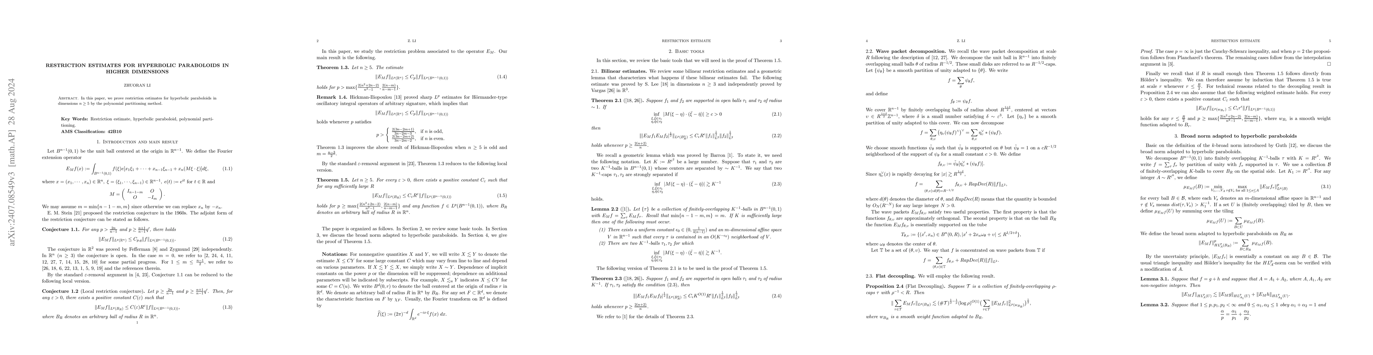 Thumbnail for Restriction estimates for hyperbolic paraboloids in higher dimensions
