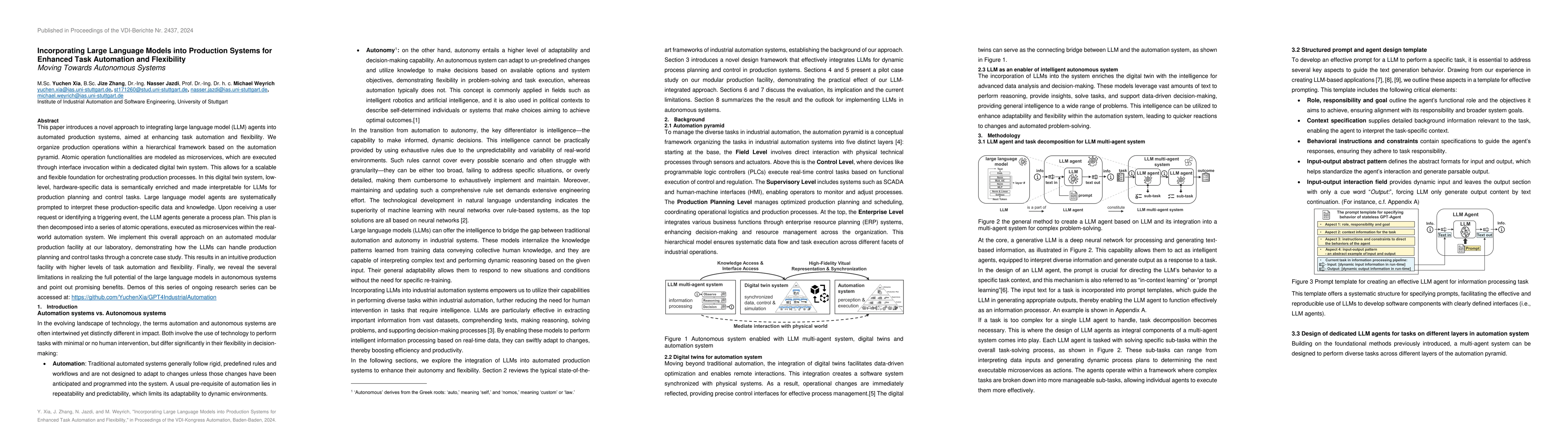 Thumbnail for Incorporating Large Language Models into Production Systems for Enhanced
  Task Automation and Flexibility