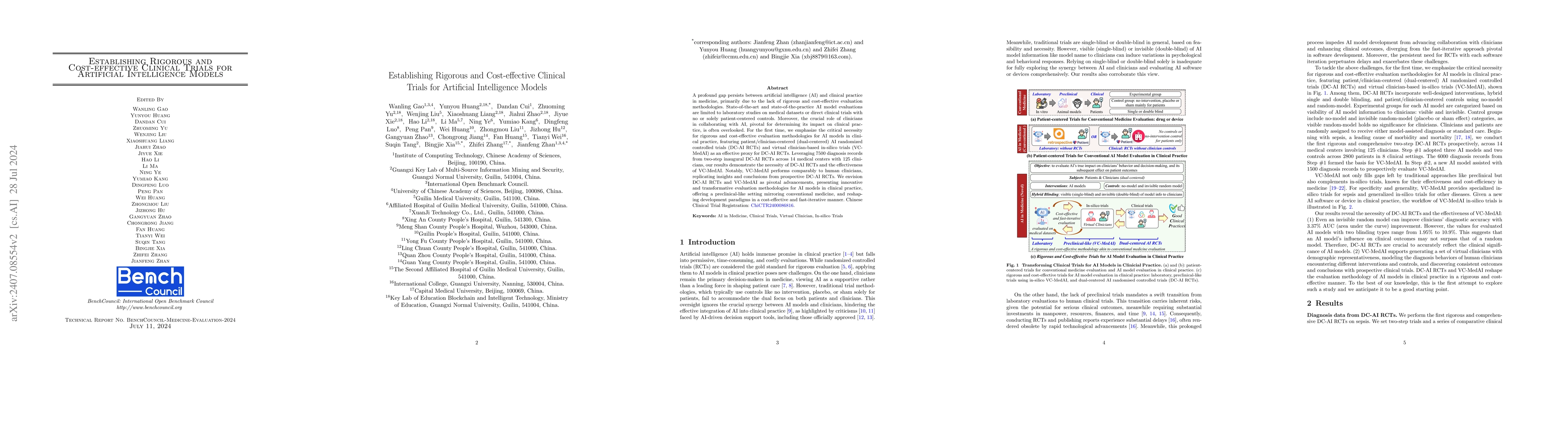 Thumbnail for Establishing Rigorous and Cost-effective Clinical Trials for Artificial
  Intelligence Models