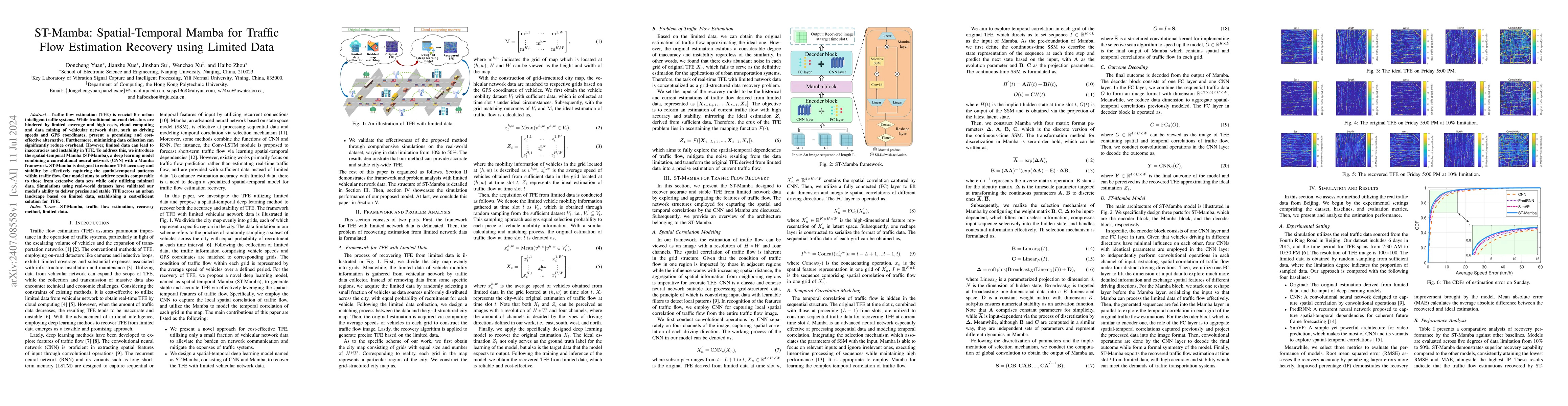 Thumbnail for ST-Mamba: Spatial-Temporal Mamba for Traffic Flow Estimation Recovery
  using Limited Data