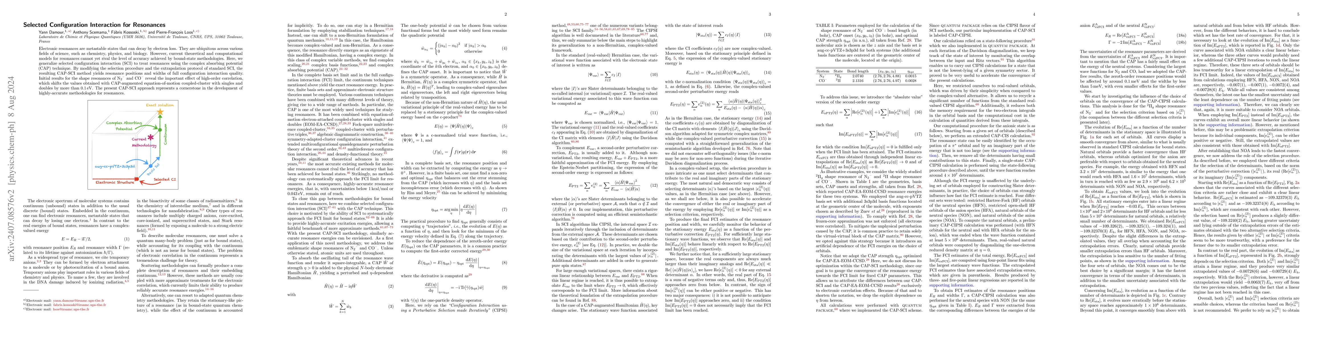 Thumbnail for Selected Configuration Interaction for Resonances