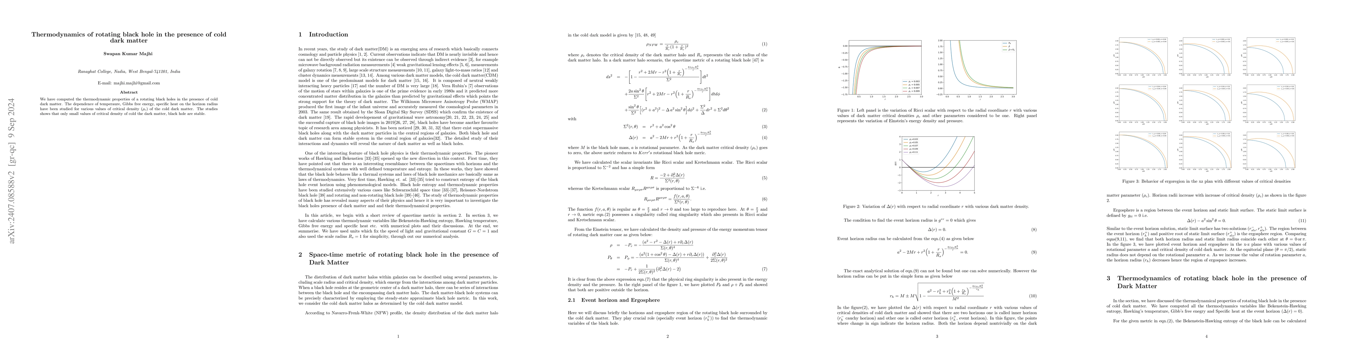 Thumbnail for Thermodynamics of rotating black hole in the presence of cold dark
  matter