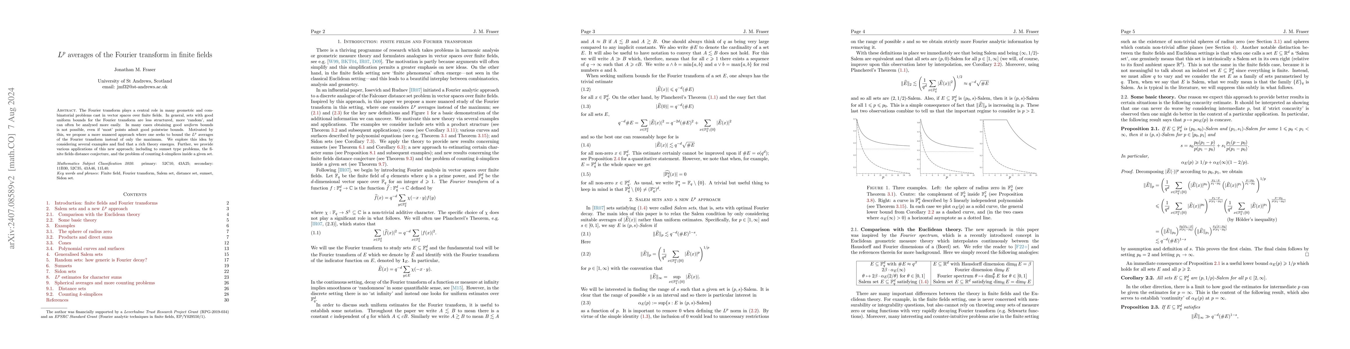 Thumbnail for $L^p$ averages of the Fourier transform in finite fields