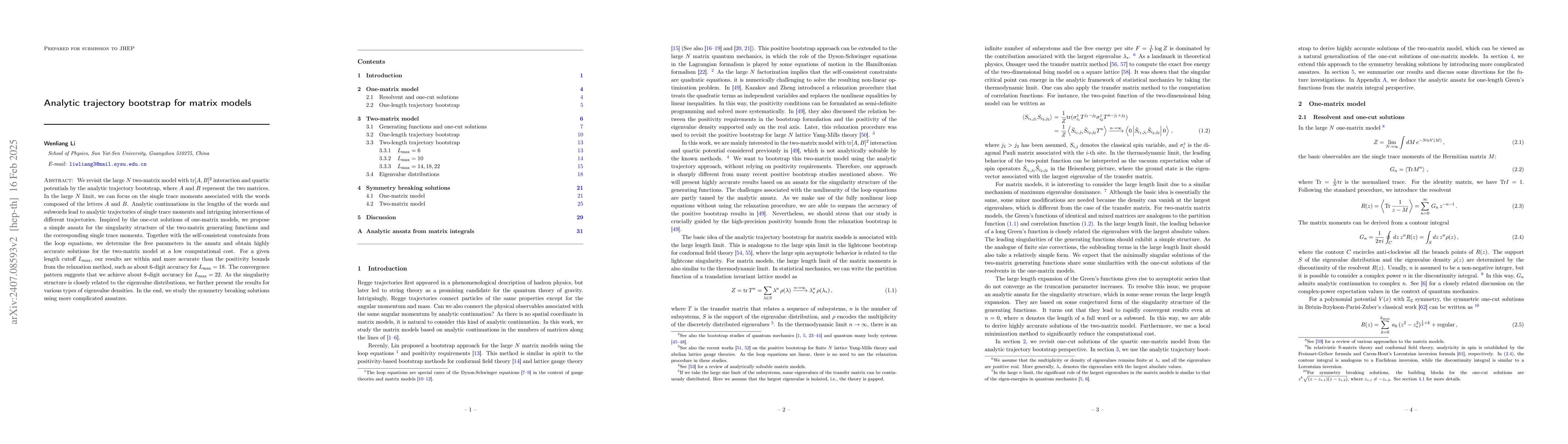Thumbnail for Analytic trajectory bootstrap for matrix models