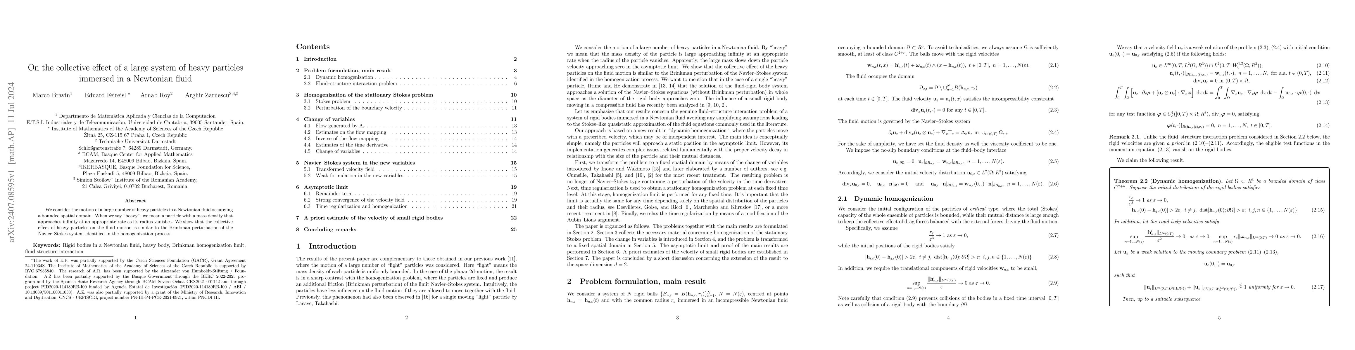Thumbnail for On the collective effect of a large system of heavy particles immersed
  in a Newtonian fluid