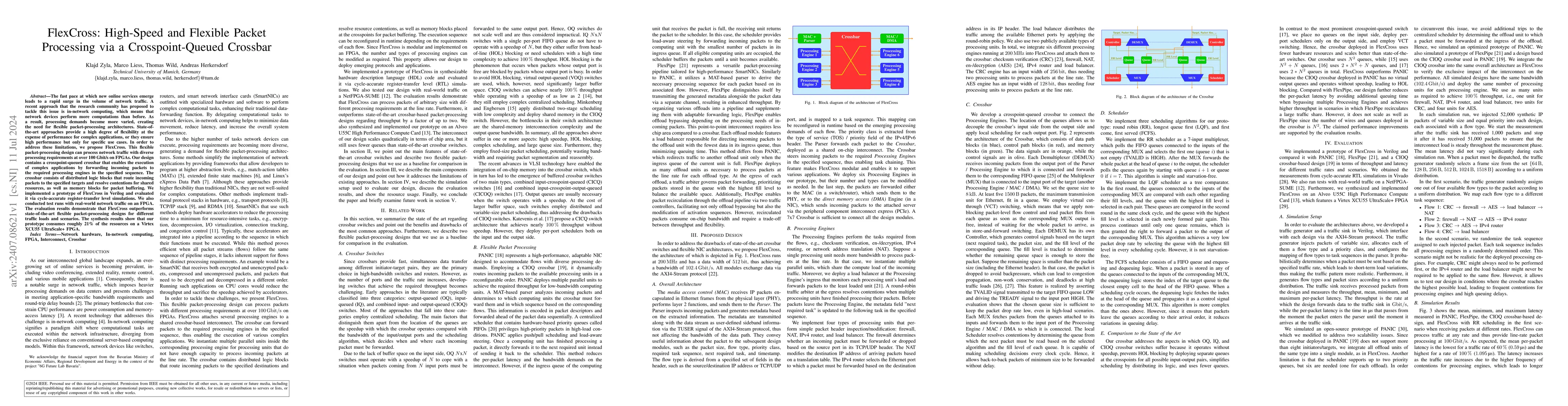 Thumbnail for FlexCross: High-Speed and Flexible Packet Processing via a
  Crosspoint-Queued Crossbar