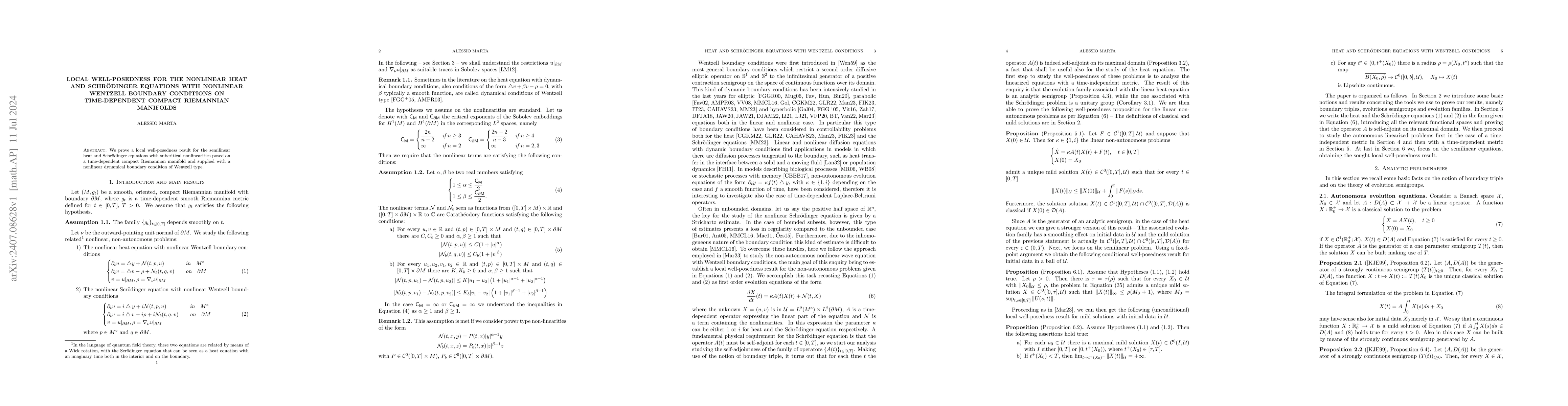 Thumbnail for Local well-posedness for the nonlinear heat and Schrödinger
  equations with nonlinear Wentzell boundary conditions on time-dependent
  compact Riemannian manifolds
