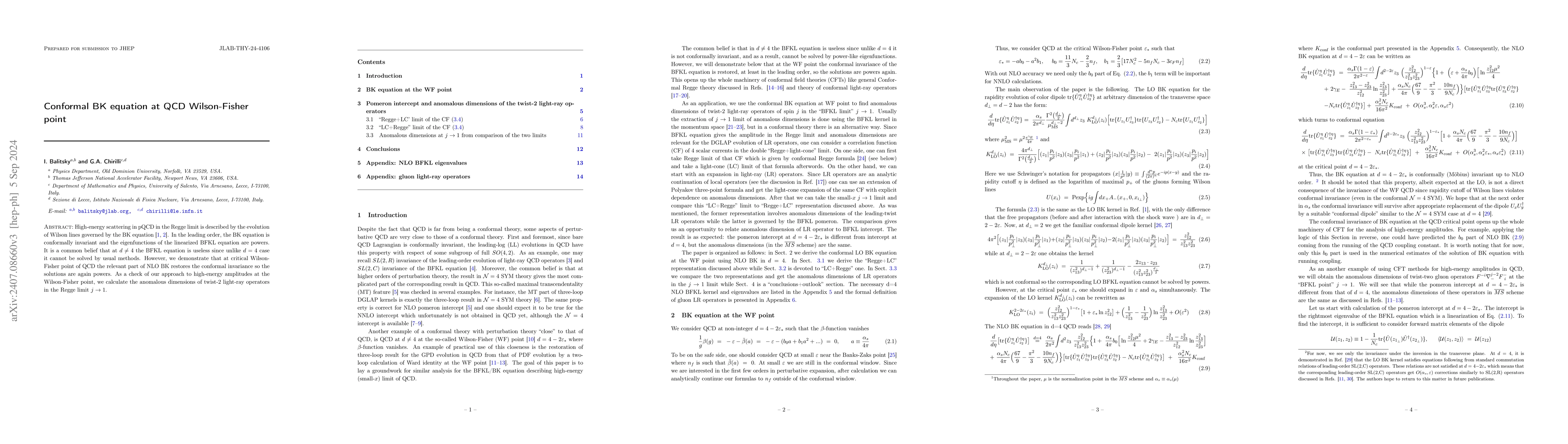Thumbnail for Conformal BK equation at QCD Wilson-Fisher point