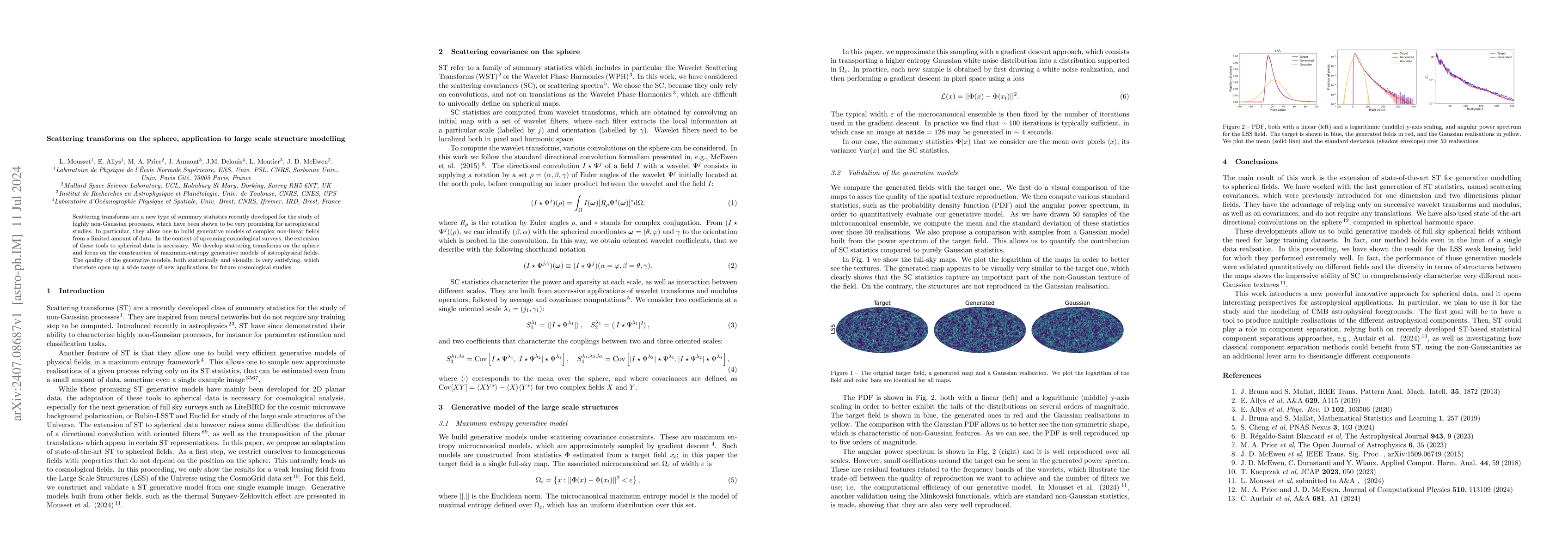 Thumbnail for Scattering transforms on the sphere, application to large scale
  structure modelling