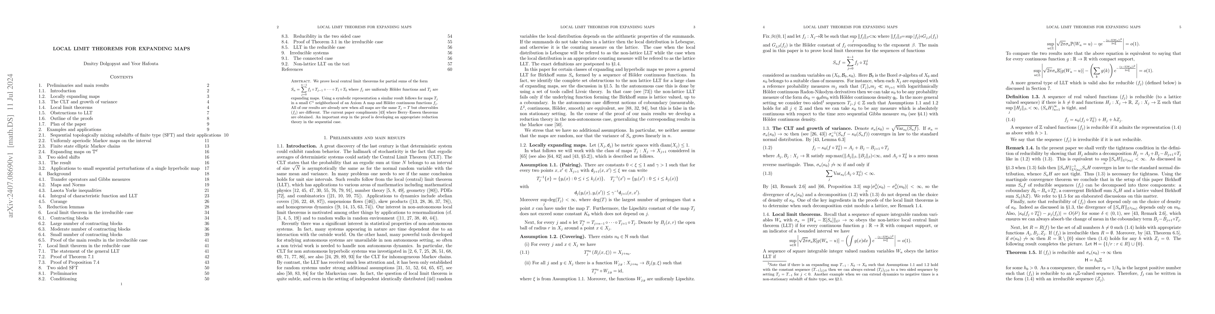 Thumbnail for Local limit theorems for expanding maps