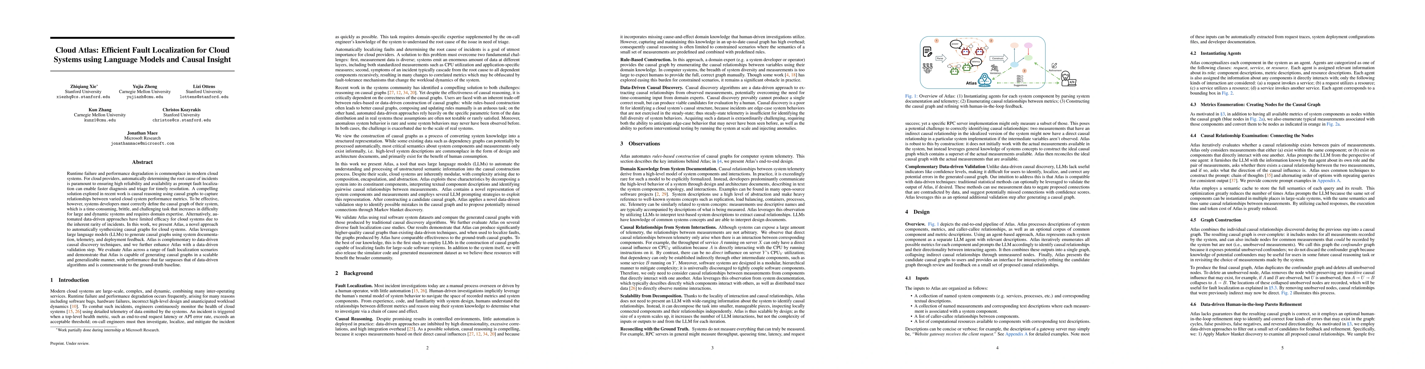 Thumbnail for Cloud Atlas: Efficient Fault Localization for Cloud Systems using
  Language Models and Causal Insight