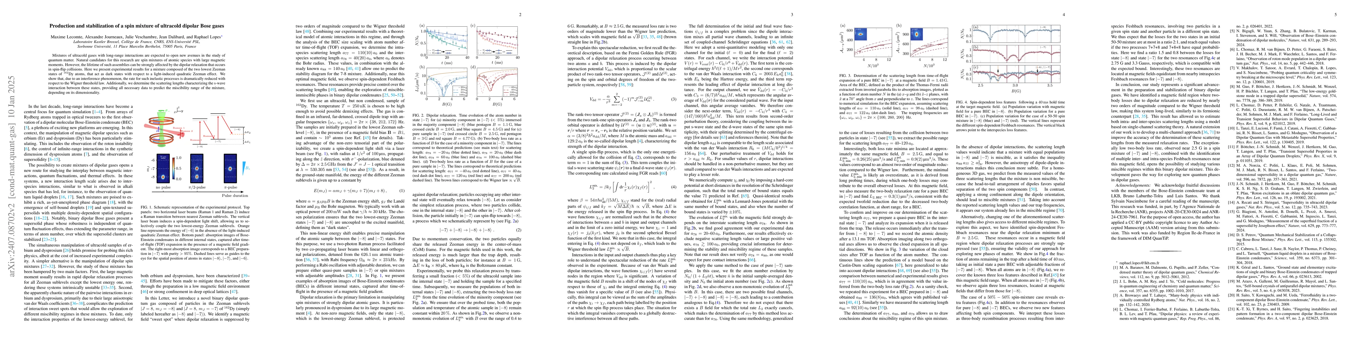 Thumbnail for Production and stabilization of a spin mixture of ultracold dipolar Bose
  gases