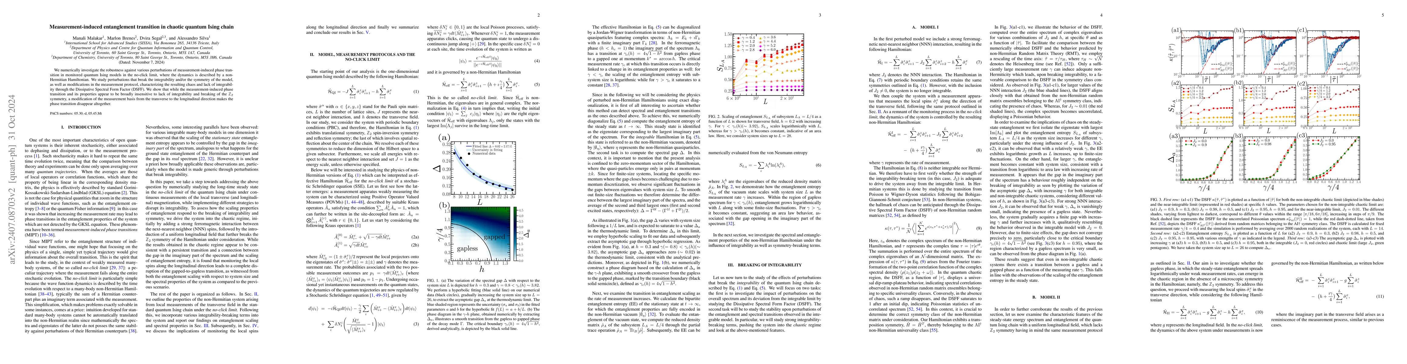 Thumbnail for Measurement-induced entanglement transition in chaotic quantum Ising
  chain