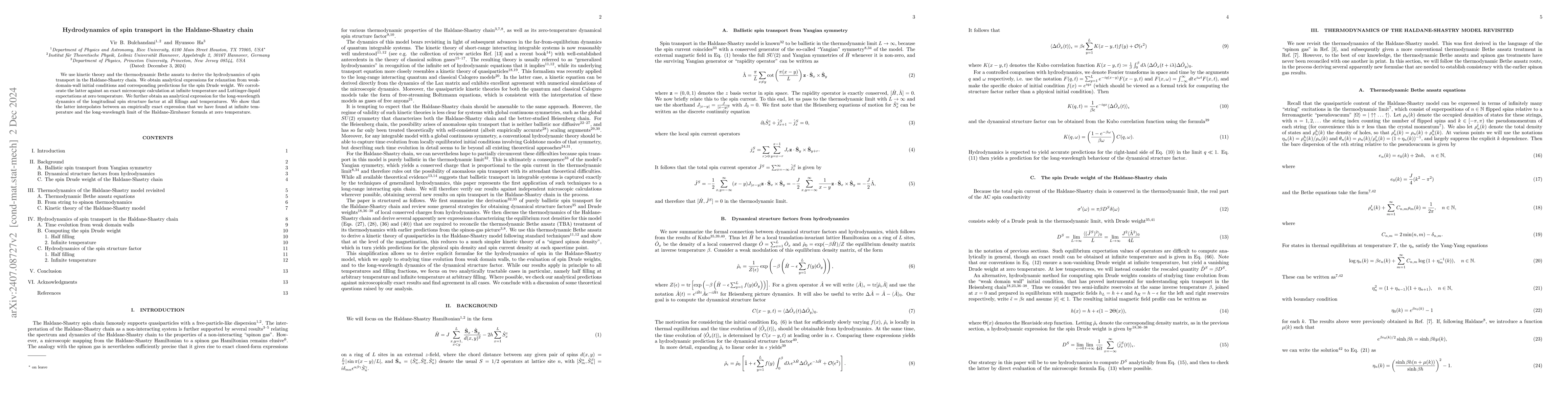 Thumbnail for Hydrodynamics of spin transport in the Haldane-Shastry chain