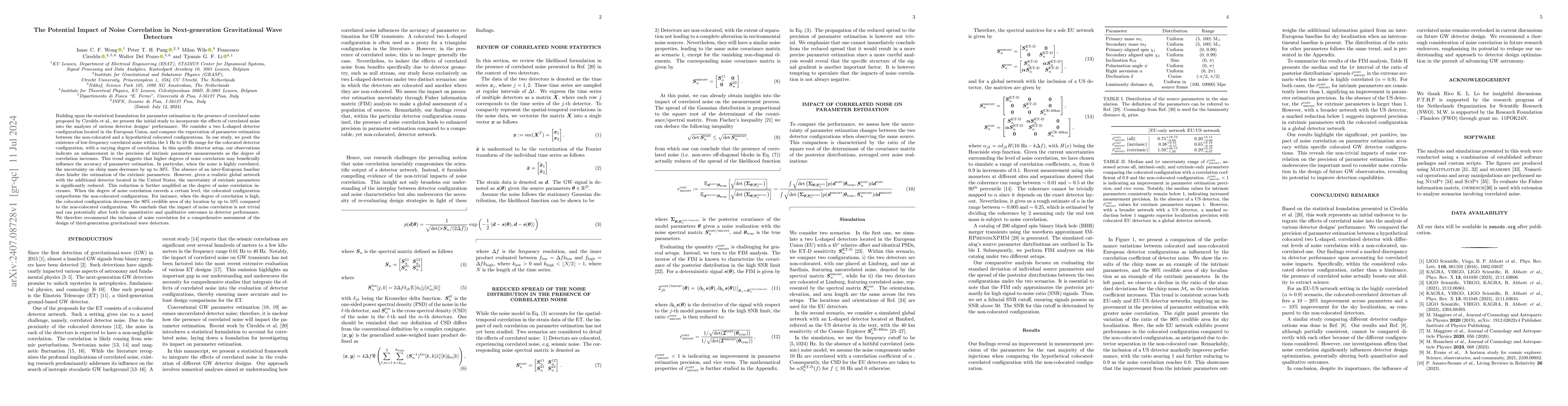 Thumbnail for The Potential Impact of Noise Correlation in Next-generation
  Gravitational Wave Detectors