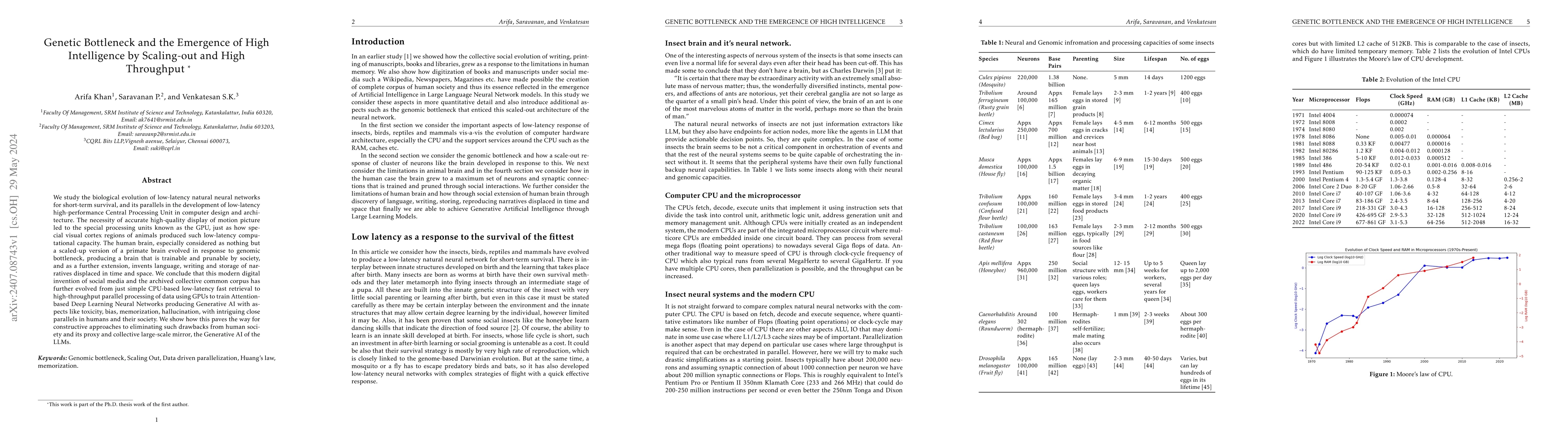 Thumbnail for Genetic Bottleneck and the Emergence of High Intelligence by Scaling-out
  and High Throughput