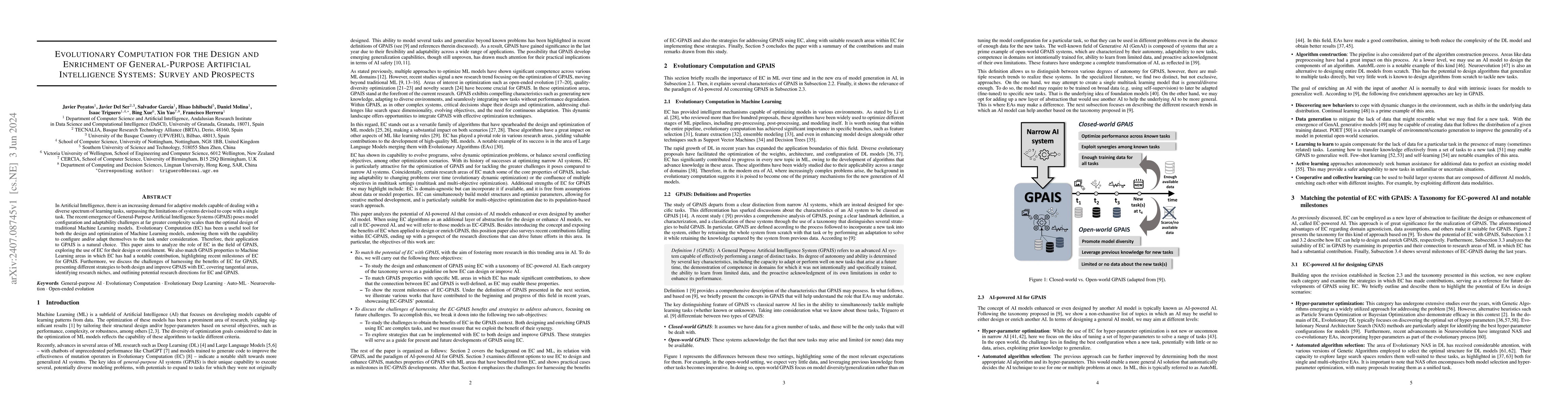 Thumbnail for Evolutionary Computation for the Design and Enrichment of
  General-Purpose Artificial Intelligence Systems: Survey and Prospects