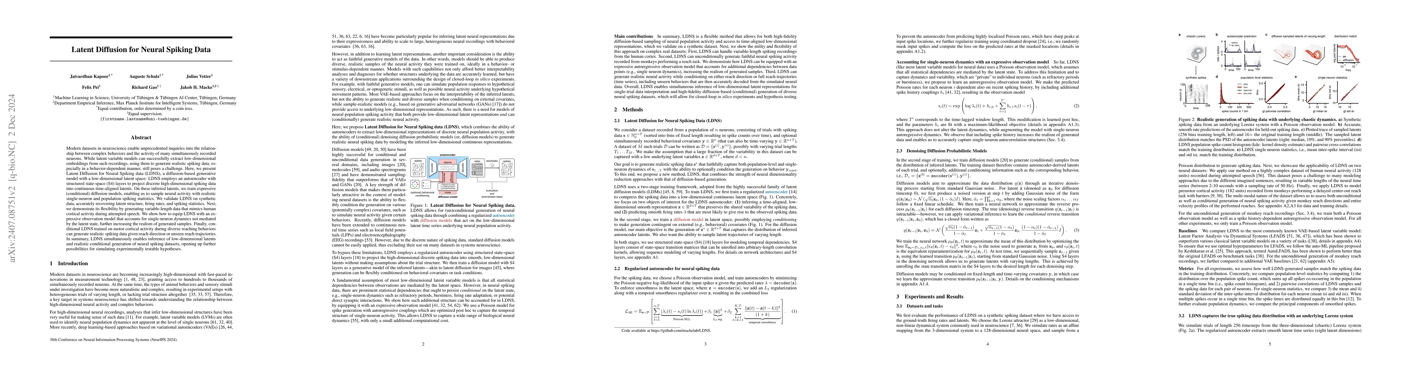 Thumbnail for Latent Diffusion for Neural Spiking Data