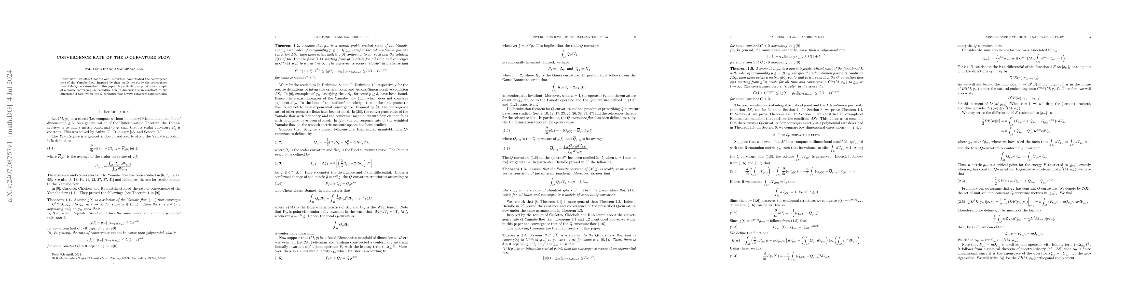 Thumbnail for Convergence rate of the $Q$-curvature flow