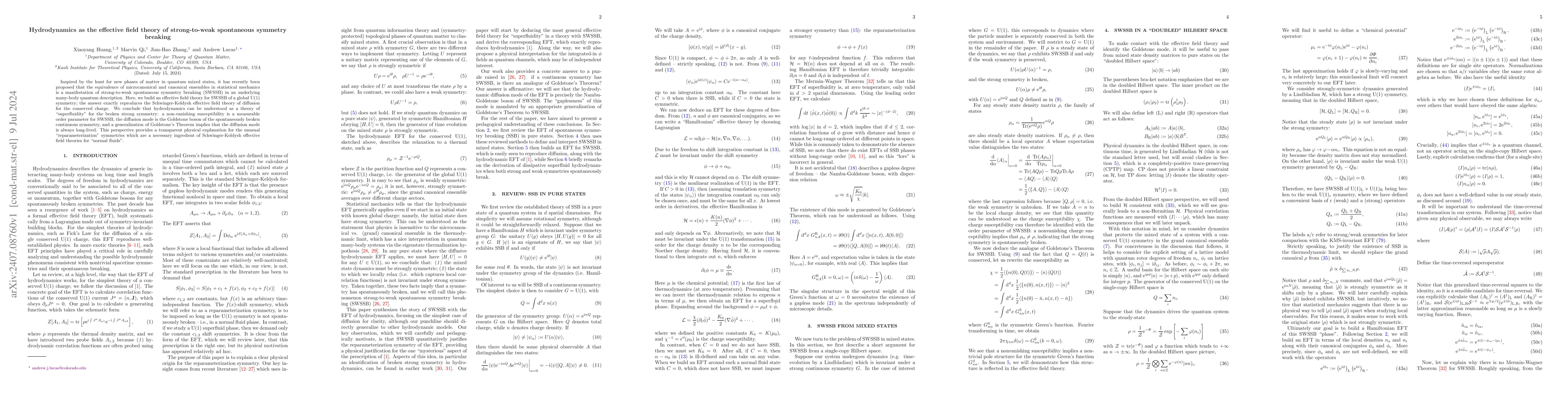 Thumbnail for Hydrodynamics as the effective field theory of strong-to-weak
  spontaneous symmetry breaking