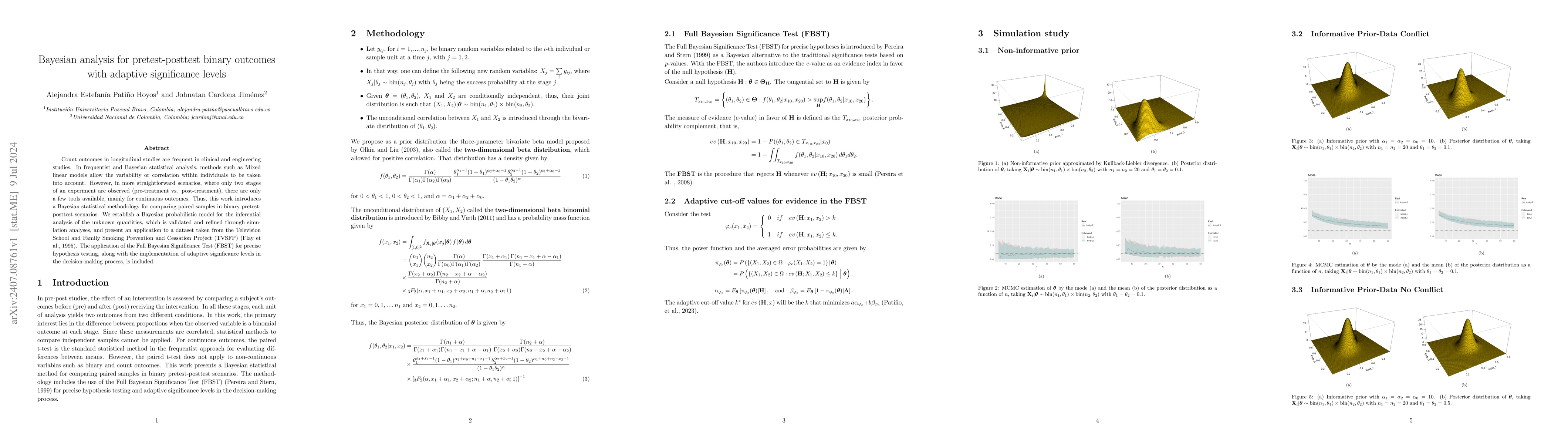Thumbnail for Bayesian analysis for pretest-posttest binary outcomes with adaptive
  significance levels
