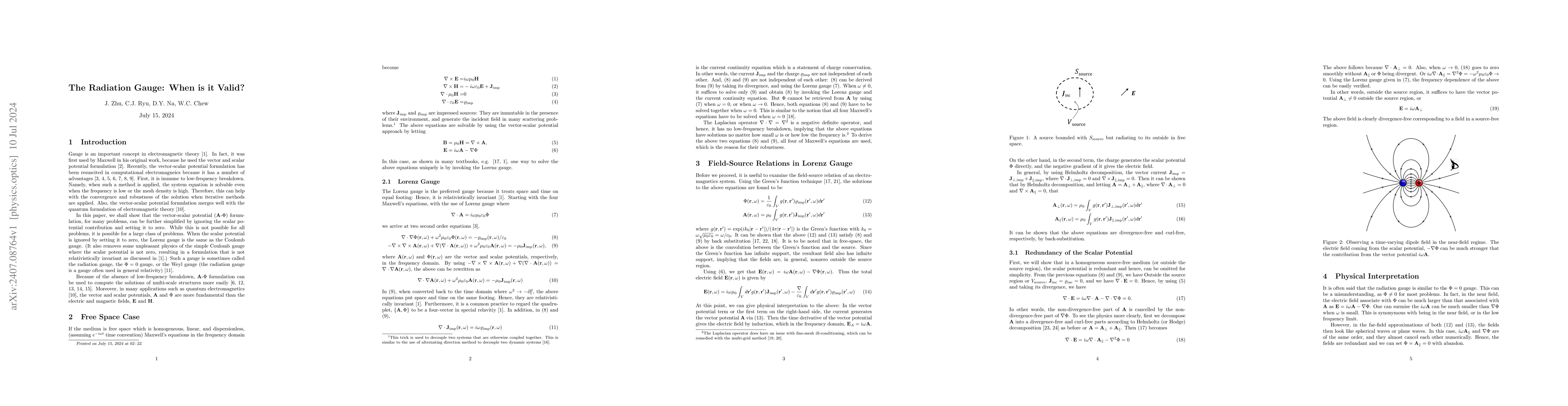 Thumbnail for The Radiation Gauge: When is it Valid?