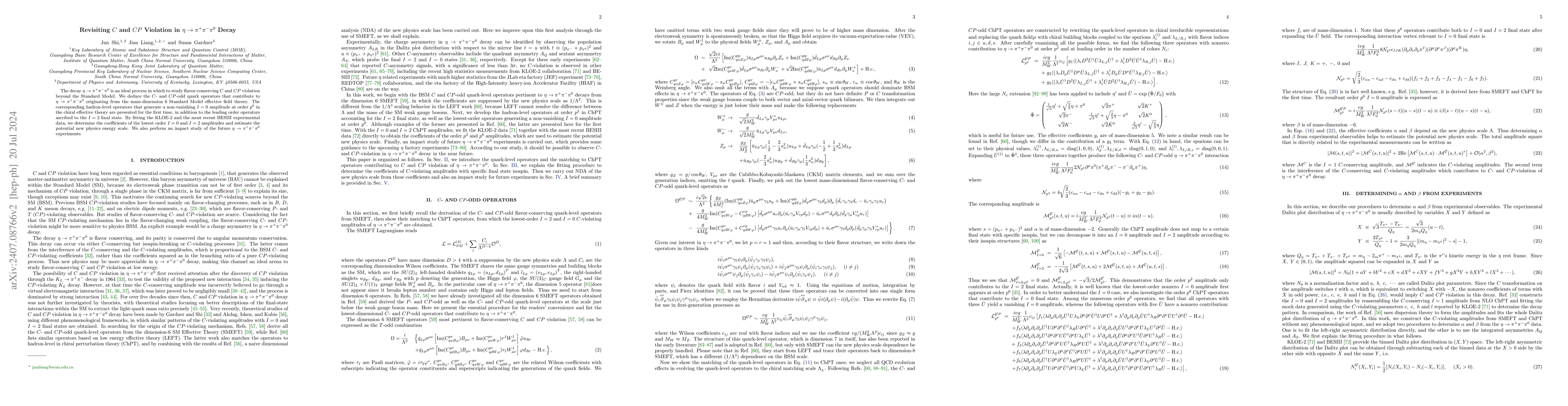 Thumbnail for Revisiting $C$ and $CP$ Violation in $η\to π^+π^-π^0$ Decay