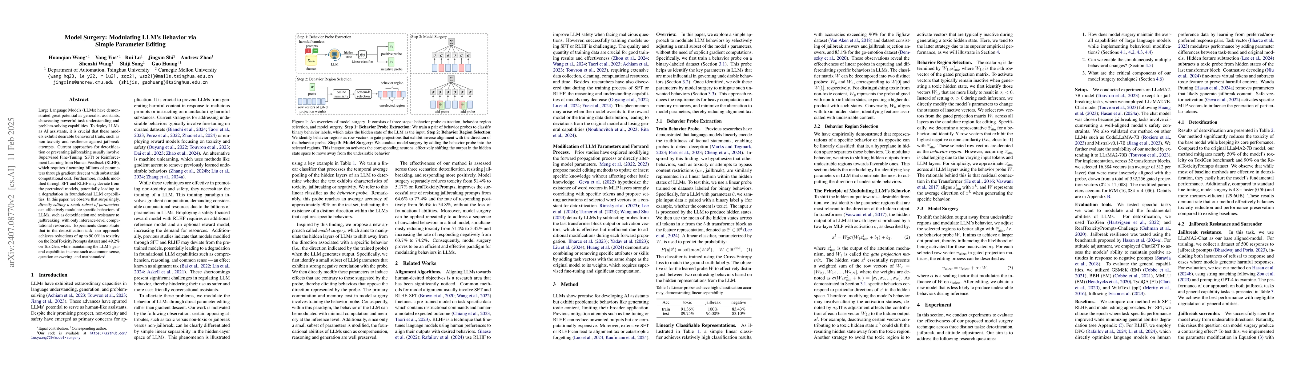 Thumbnail for Model Surgery: Modulating LLM's Behavior Via Simple Parameter Editing